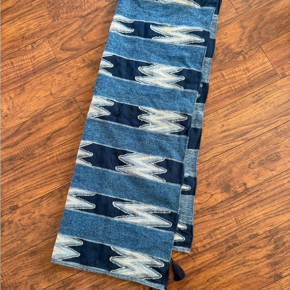 Lucky Brand Navy Blue 100% Cotton Scarf Wrap Capsule Aztec Summer Travel Coverup